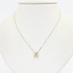 14K Yellow Gold Diamond Letter A Initial Necklace