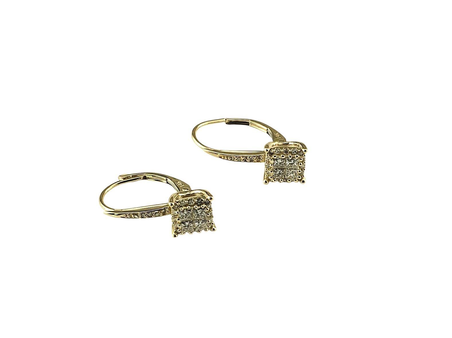 Contemporaneo Orecchini a leva in oro giallo 14K con diamanti #23058 in vendita