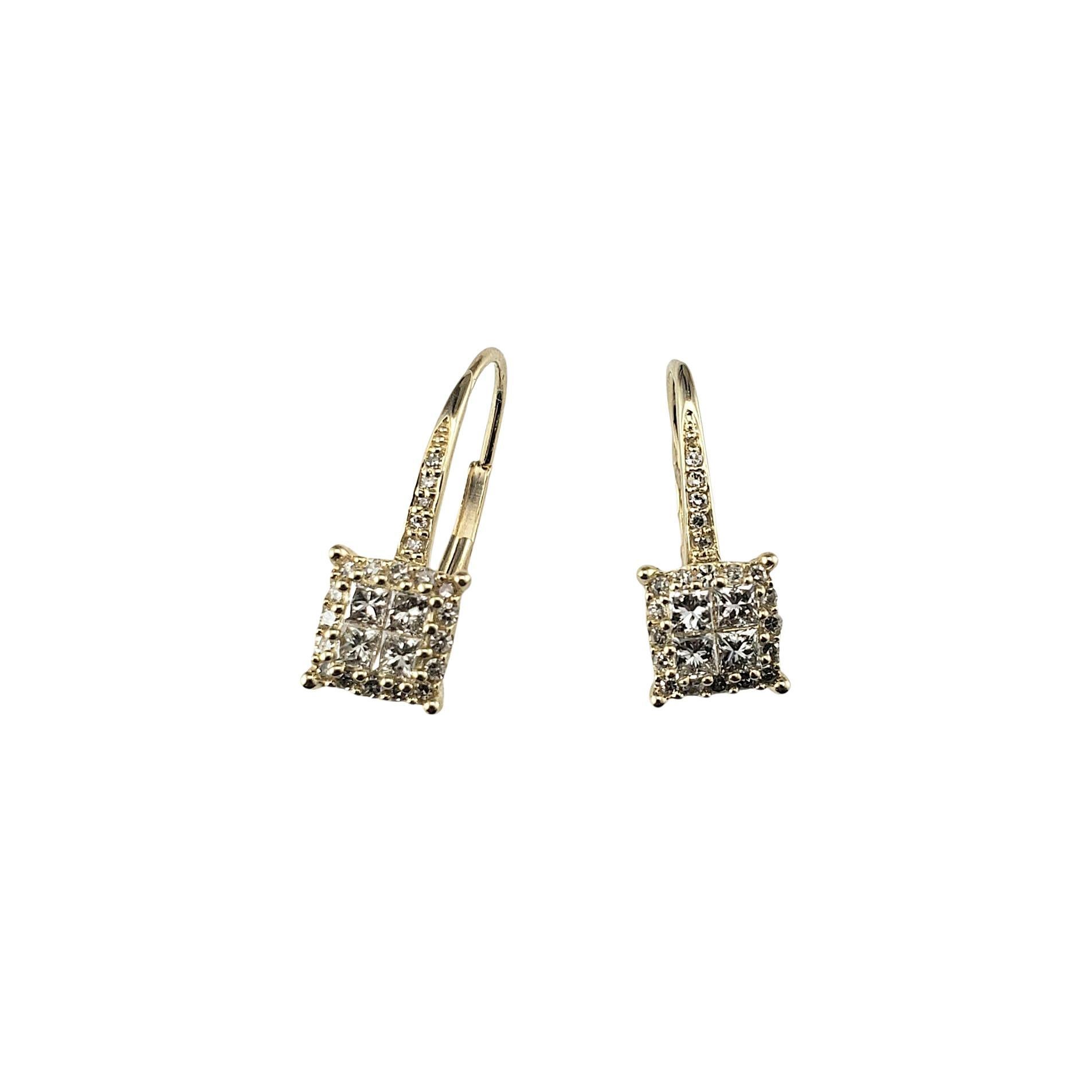 Orecchini a leva in oro giallo 14K con diamanti #23058 in vendita
