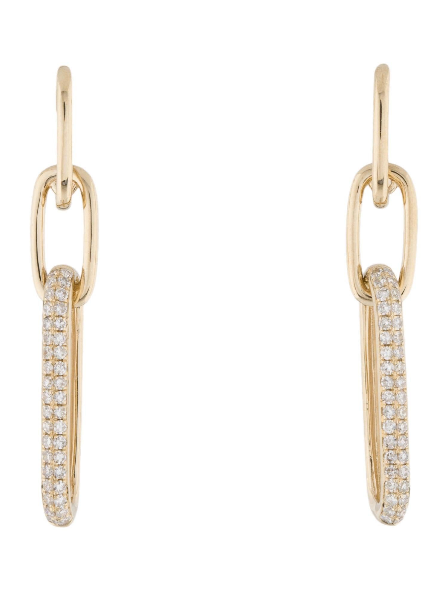 Contemporary 14K Yellow Gold Diamond Link Dangle Earrings for Her For Sale