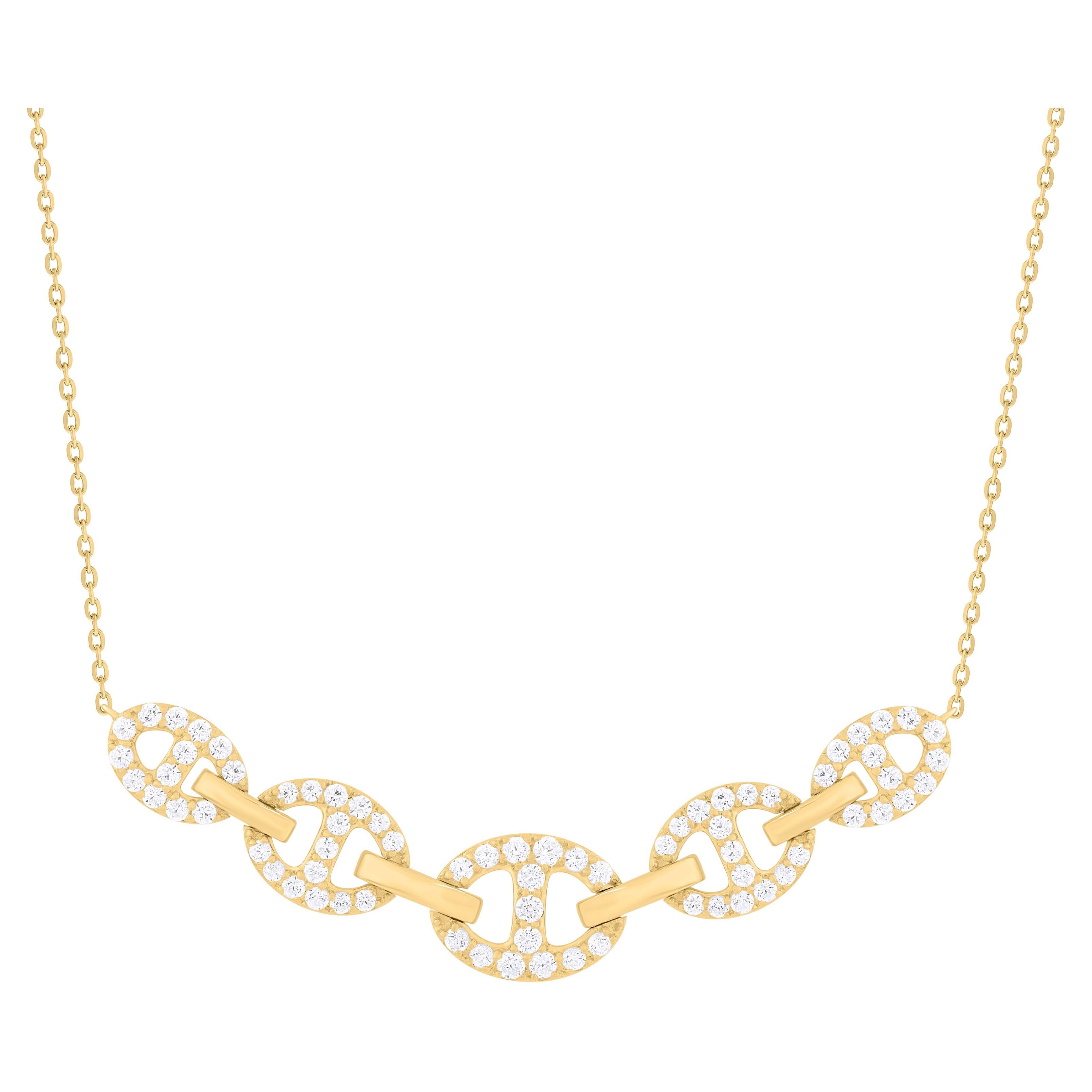 14K Gelbgold Diamant-Gliederhalskette