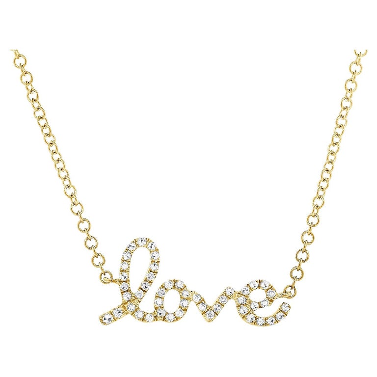 14K Yellow Gold Diamond Love Necklace for Her For Sale at 1stDibs