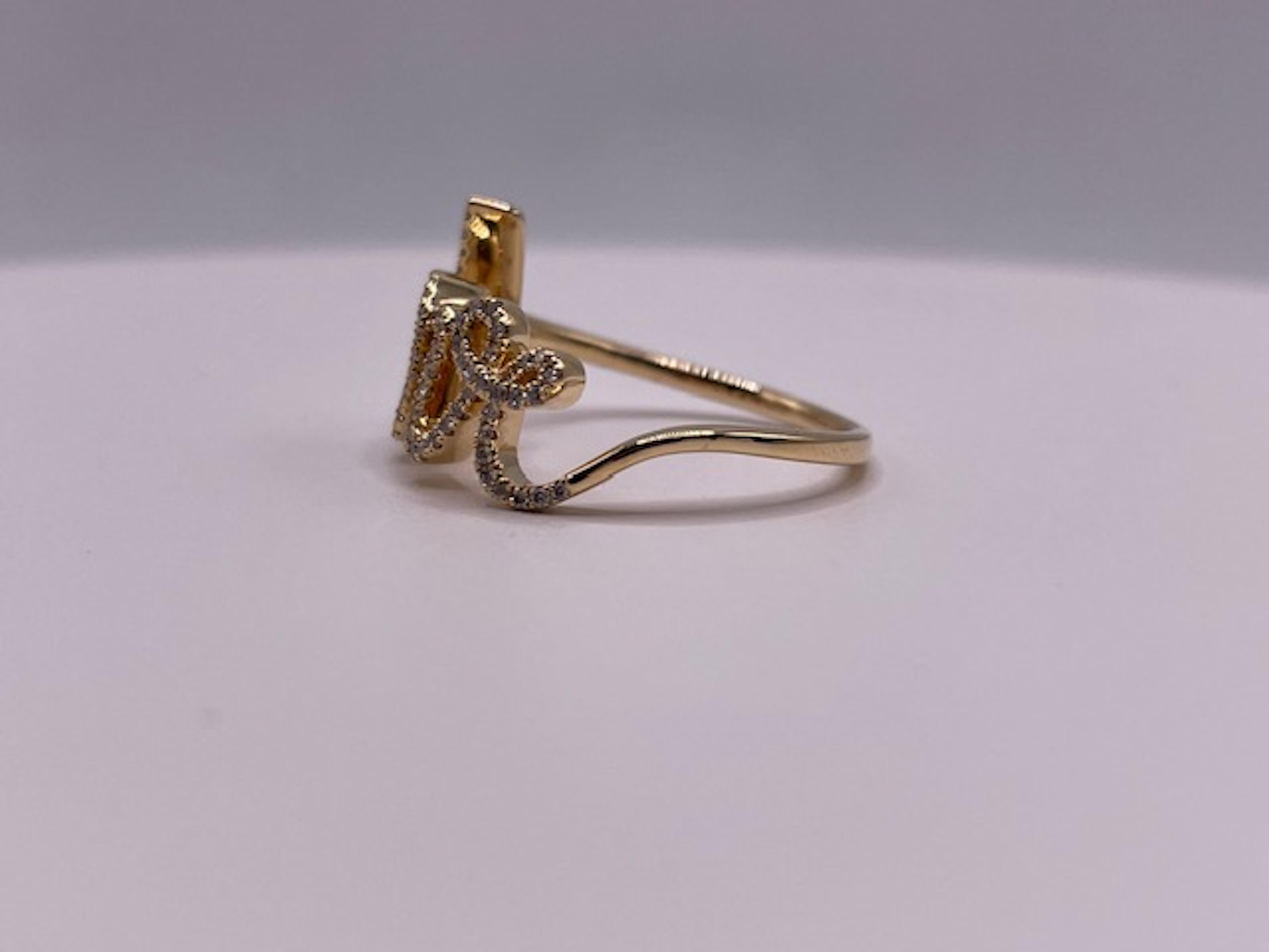 Women's or Men's 14k Yellow Gold Diamond Love Ring For Sale