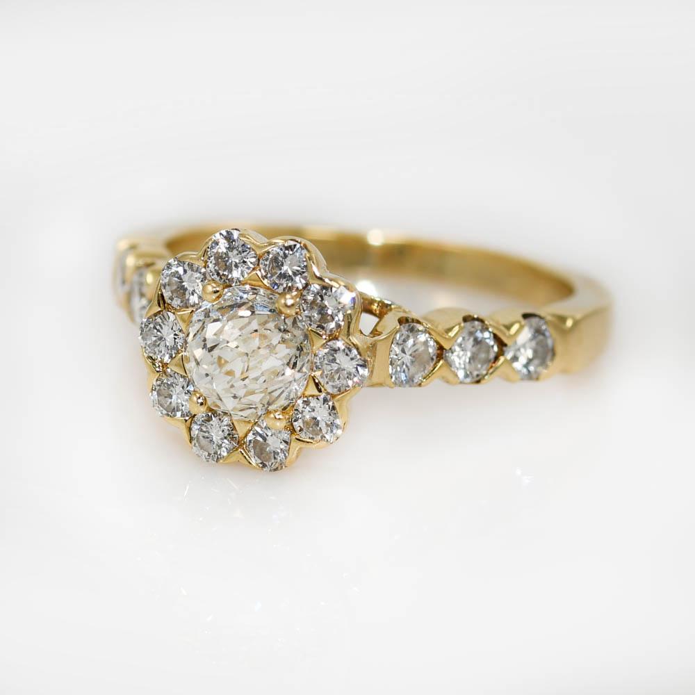 Women's 14K Yellow Gold Diamond Mogul Cut, Ring, 1.35tdw, 3.9g For Sale
