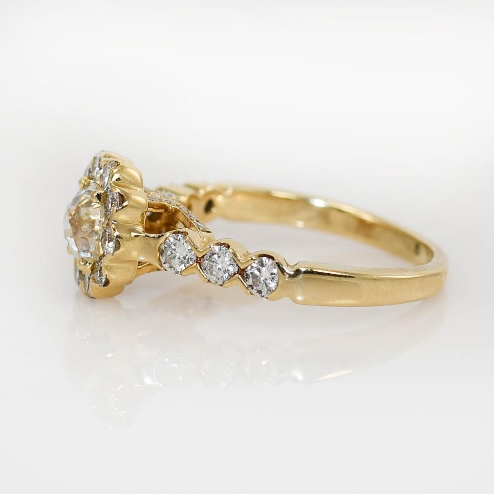 Women's 14K Yellow Gold Diamond Mogul Cut, Ring, 1.35tdw, 3.9g For Sale