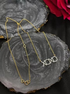 14K Yellow Gold Diamond Moon Necklace Minimal