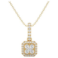 14K Yellow Gold Diamond Moonlight Cushion Cluster Pendant - 0.3 ctw 