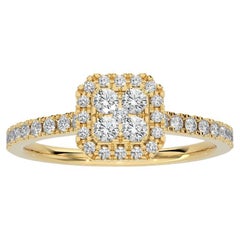14K Gelbgold Diamant-Mondlicht-Cluster-Ring mit Kissenschliff -0,5 Gesamtgewicht
