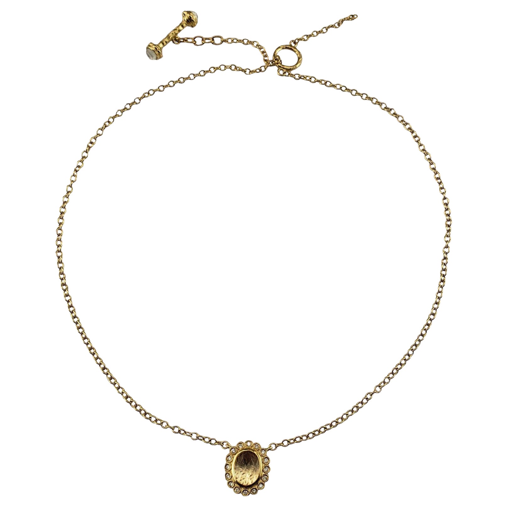 Collar de oro amarillo de 14 quilates con diamantes y cuarzo de piedra lunar #15272