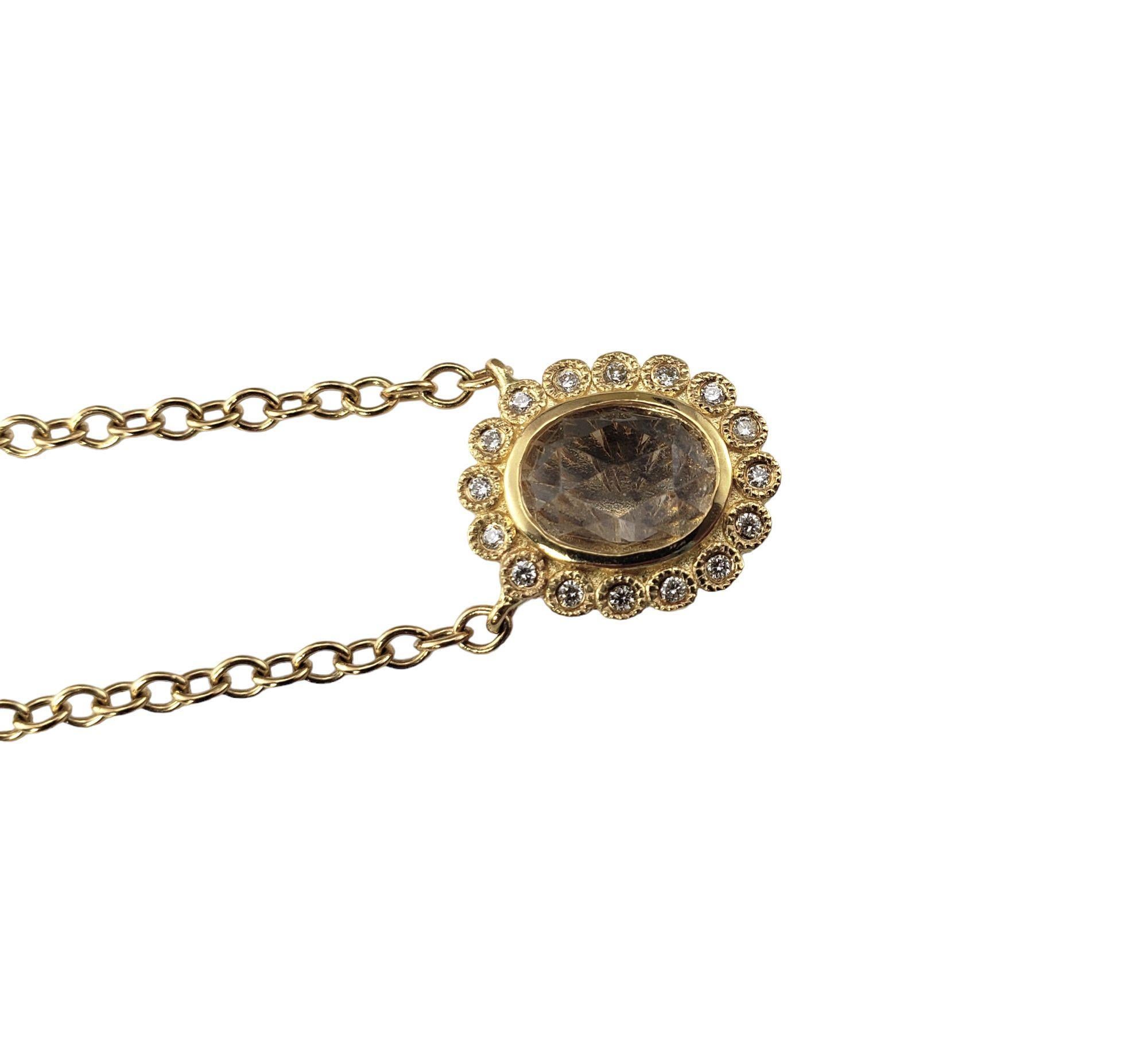 Brilliant Cut 14K Yellow Gold Diamond, Moonstone Quartz Toggle Necklace #15272 For Sale