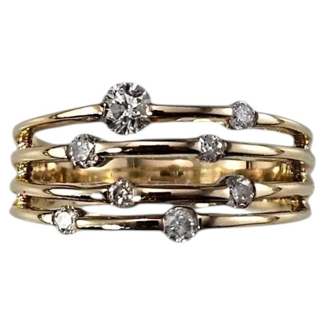 14K Yellow Gold Diamond Multi-Band Ring Size 7.25 #25412 For Sale