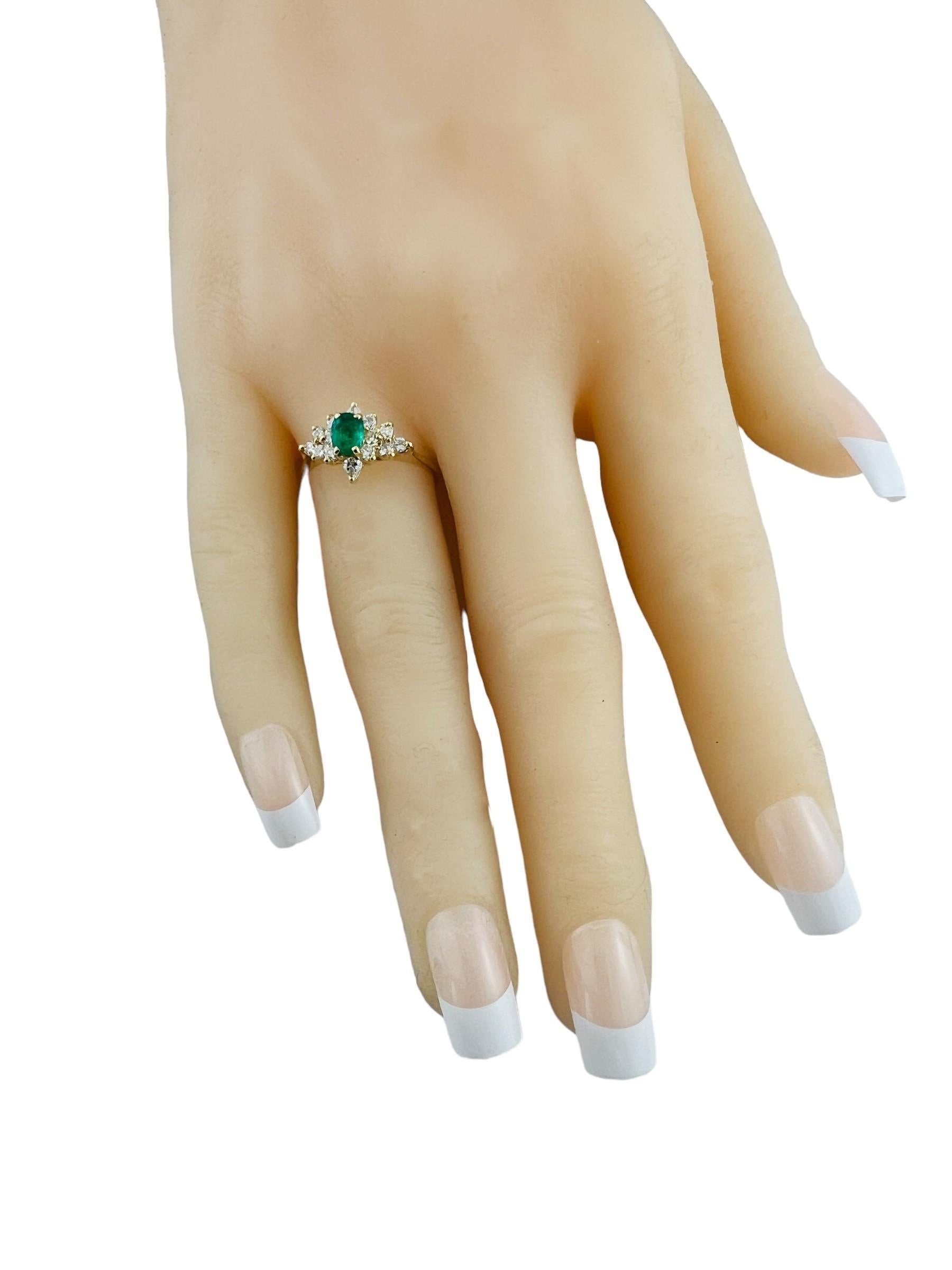 14K Gelbgold Diamant & natürlicher Smaragd Cluster-Ring Größe 6,5 #16501 im Angebot 6