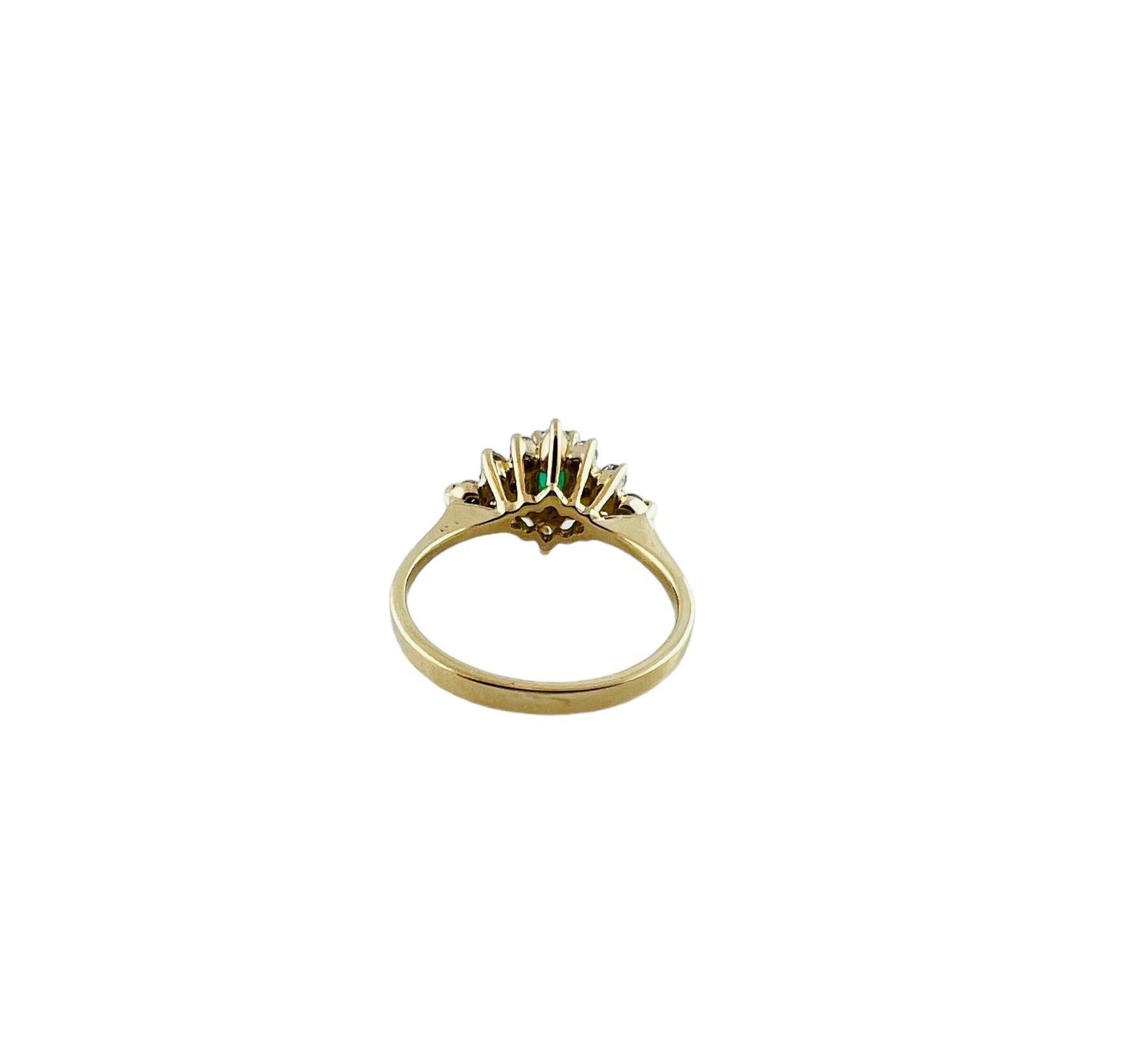 14K Yellow Gold Diamond & Natural Emerald Cluster Ring Size 6.5 #16501 For Sale 2