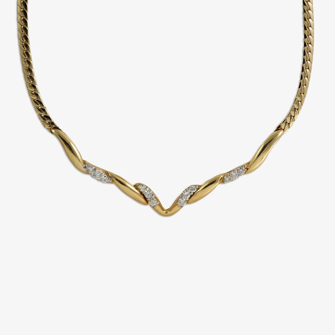 Round Cut 14K Yellow Gold Diamond Necklace 0.25ct