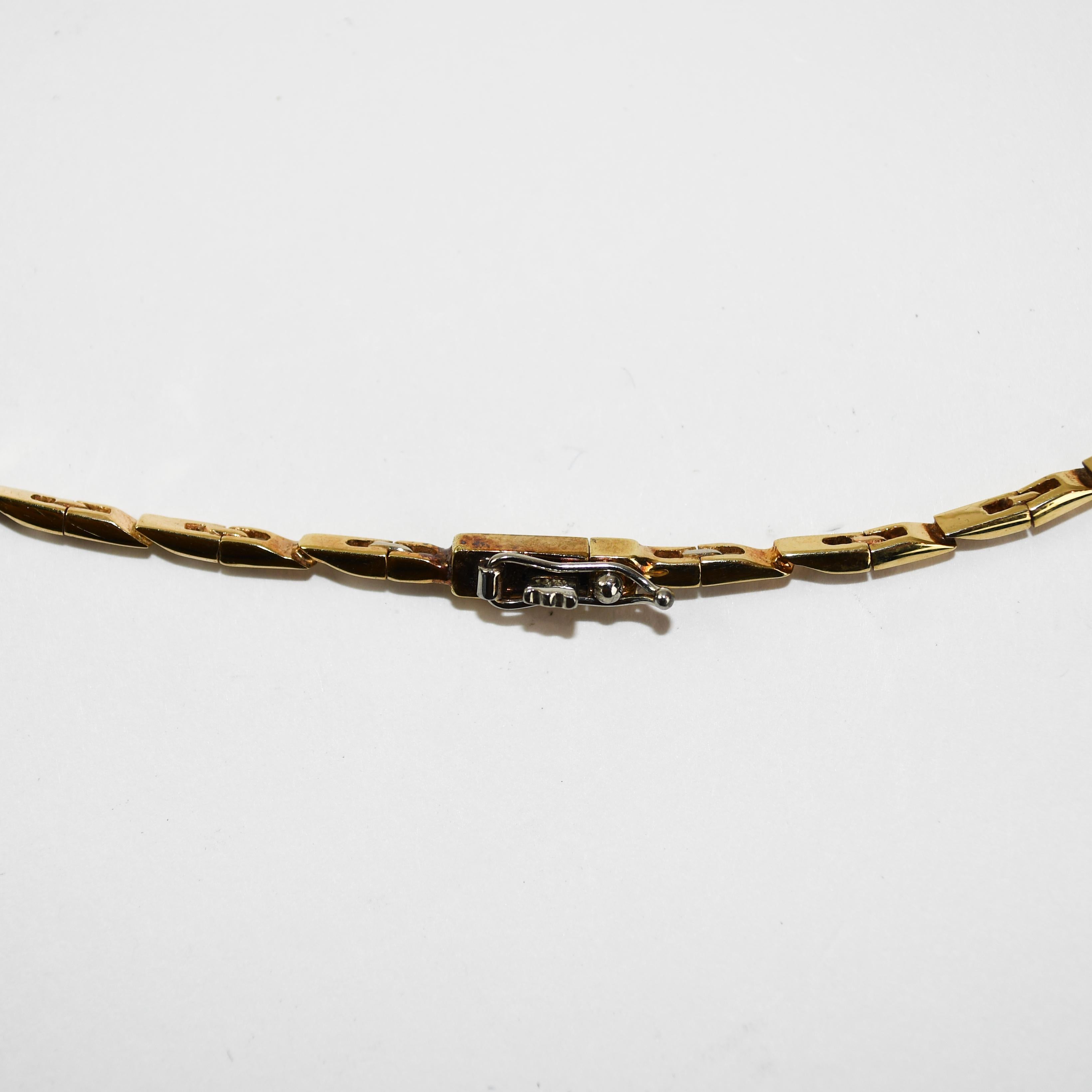 Round Cut 14K Yellow Gold Diamond Necklace 0.75ct For Sale