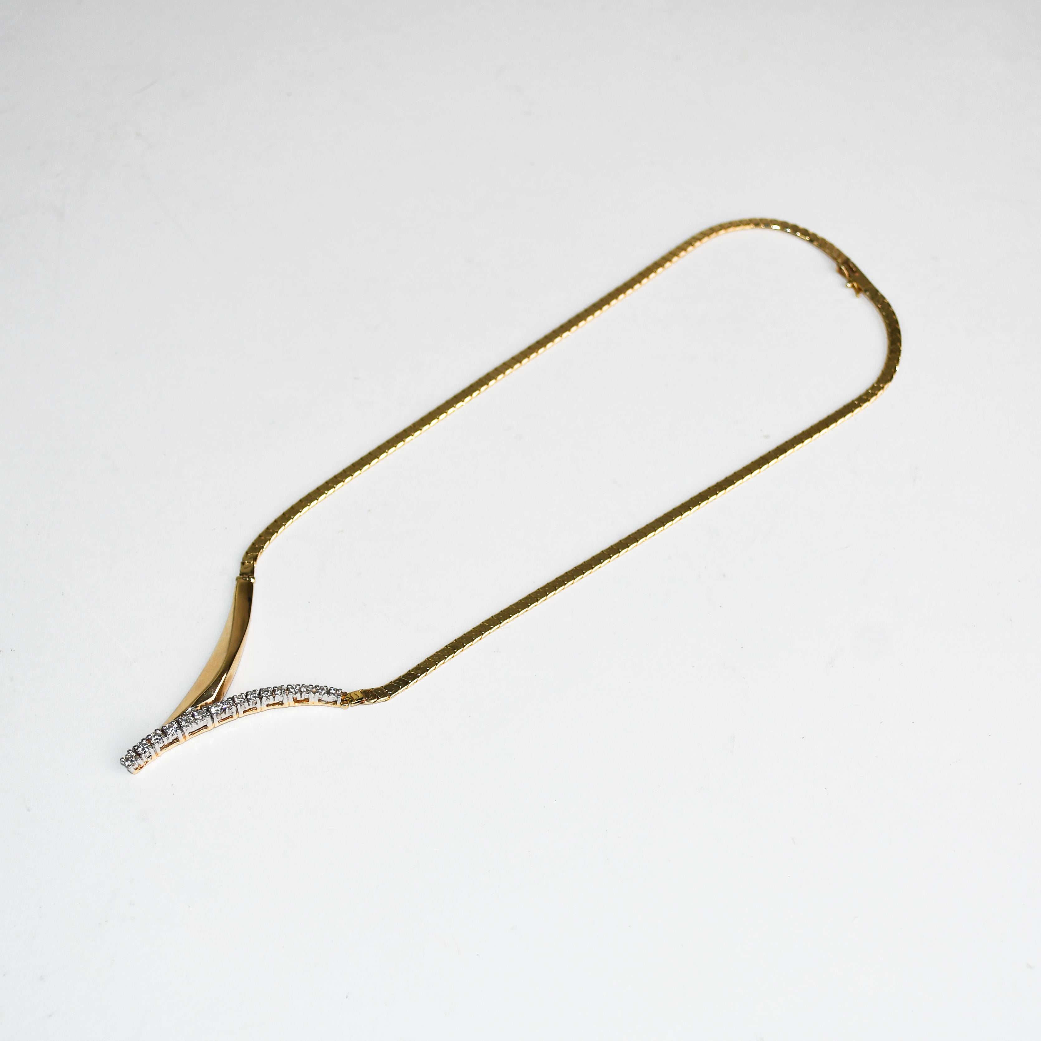 Women's or Men's 14K Yellow Gold Diamond Necklace 0.75ct For Sale