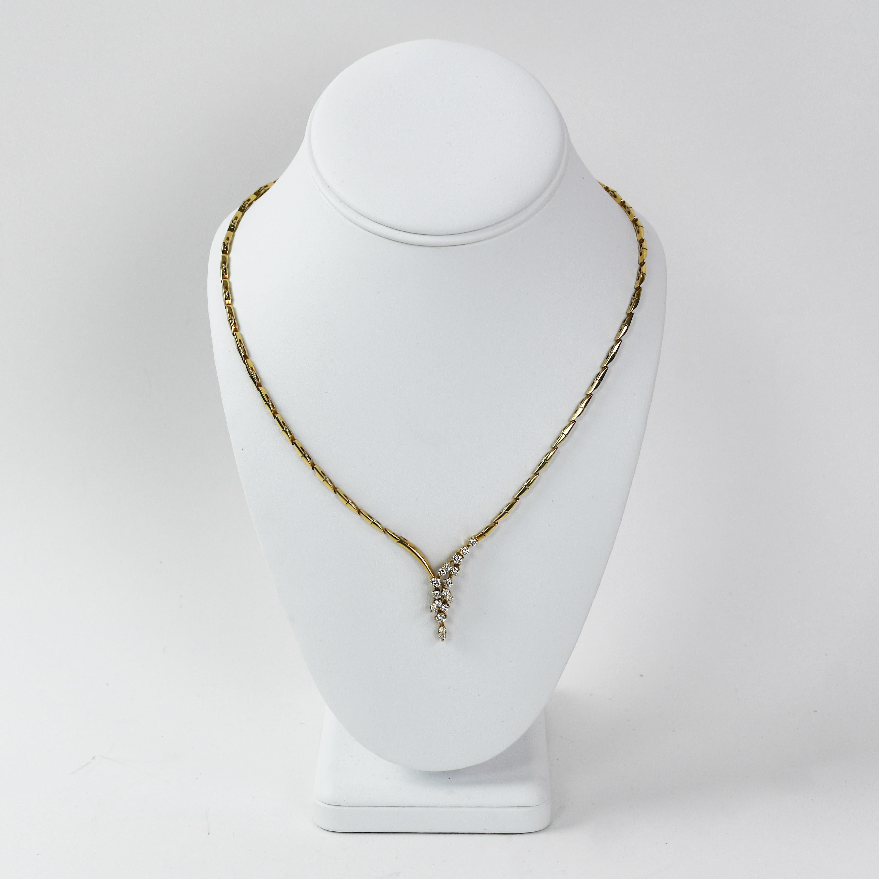 14K Yellow Gold Diamond Necklace 0.75ct For Sale 1