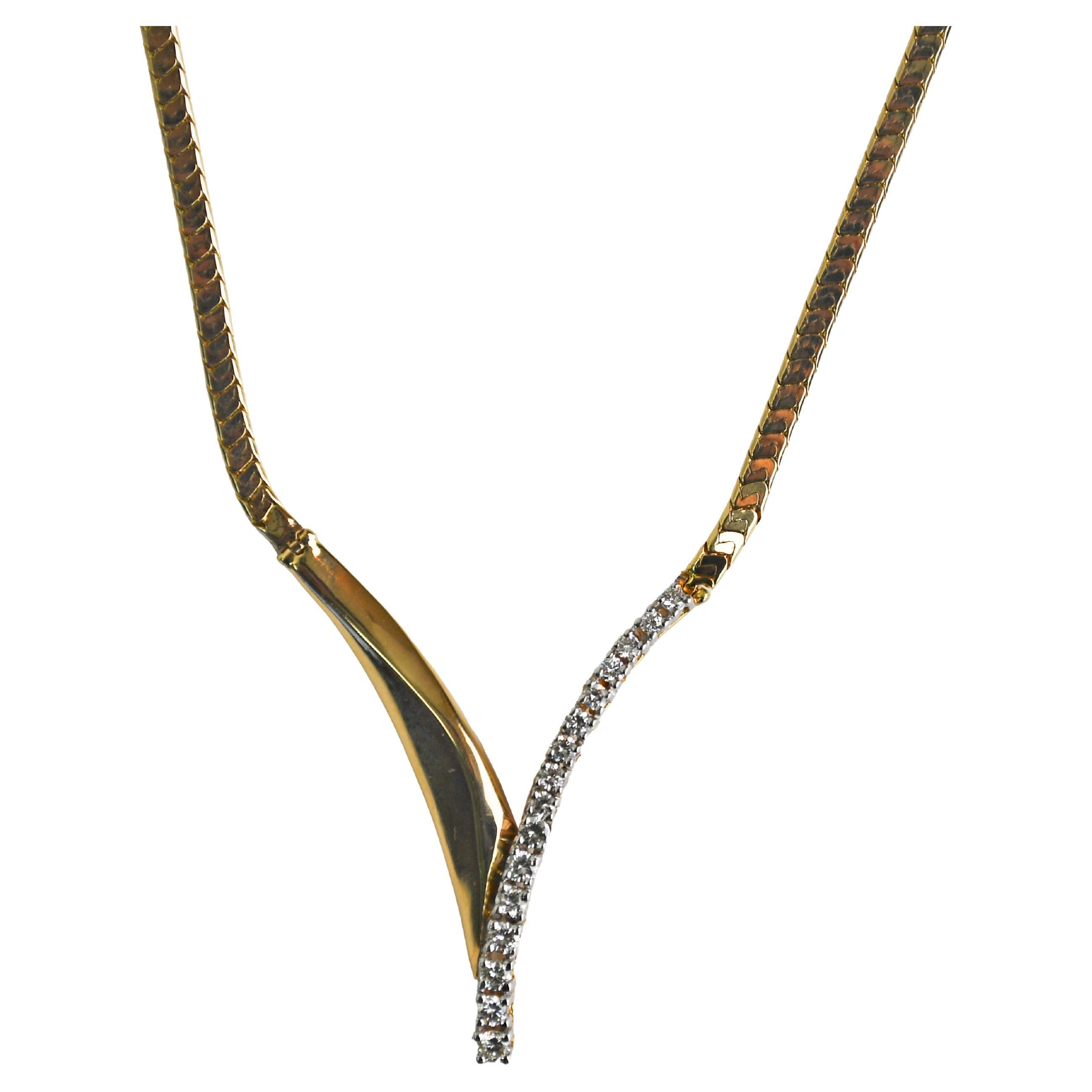 14K Yellow Gold Diamond Necklace 0.75ct