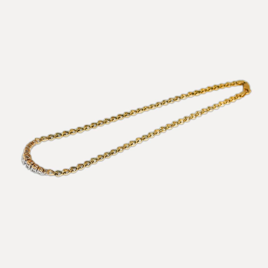 Round Cut 14K Yellow Gold Diamond Necklace 1.00tdw For Sale