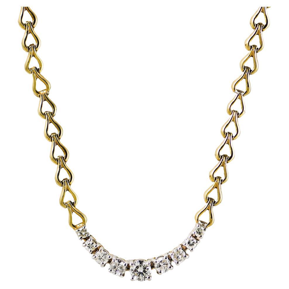 14K Yellow Gold Diamond Necklace 1.00tdw For Sale