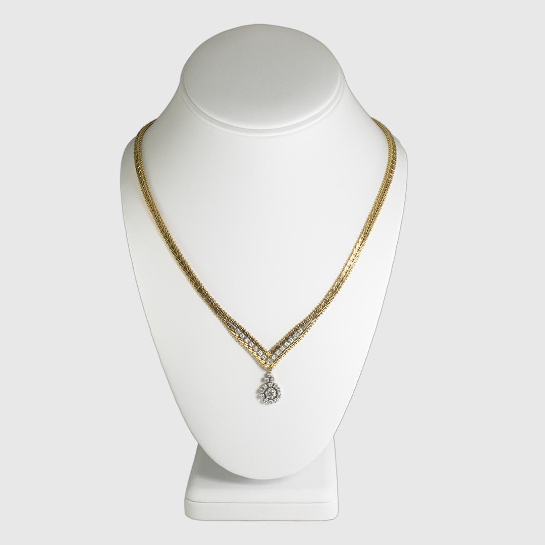 Women's or Men's 14K Yellow Gold Diamond Necklace 1.25ct For Sale