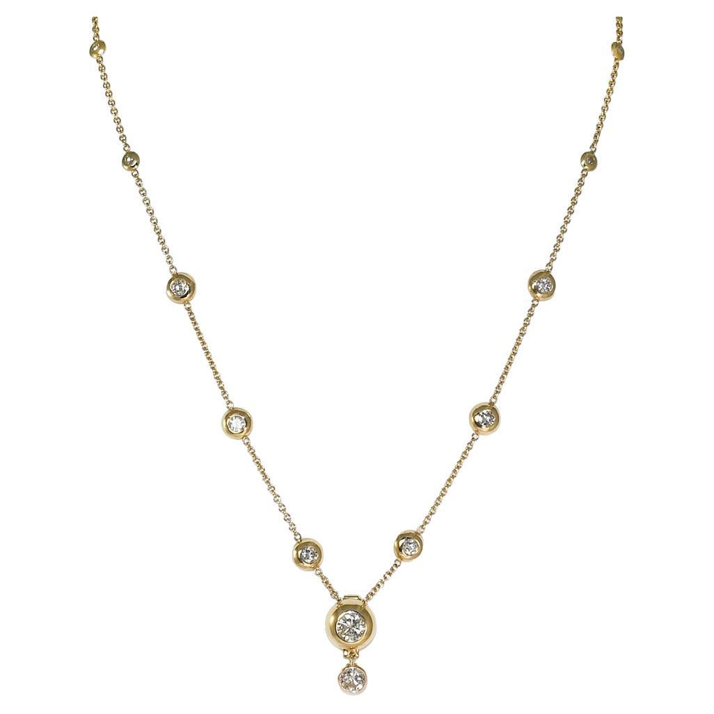 14K Yellow Gold Diamond Necklace 1.50ct For Sale