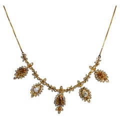 Vintage 14K Yellow Gold Diamond Necklace 18"