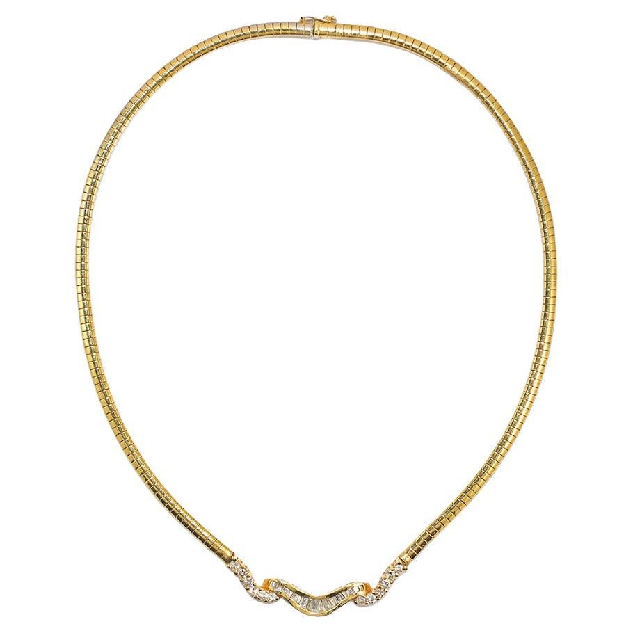 14K Yellow Gold Diamond Necklace 2.00ct For Sale