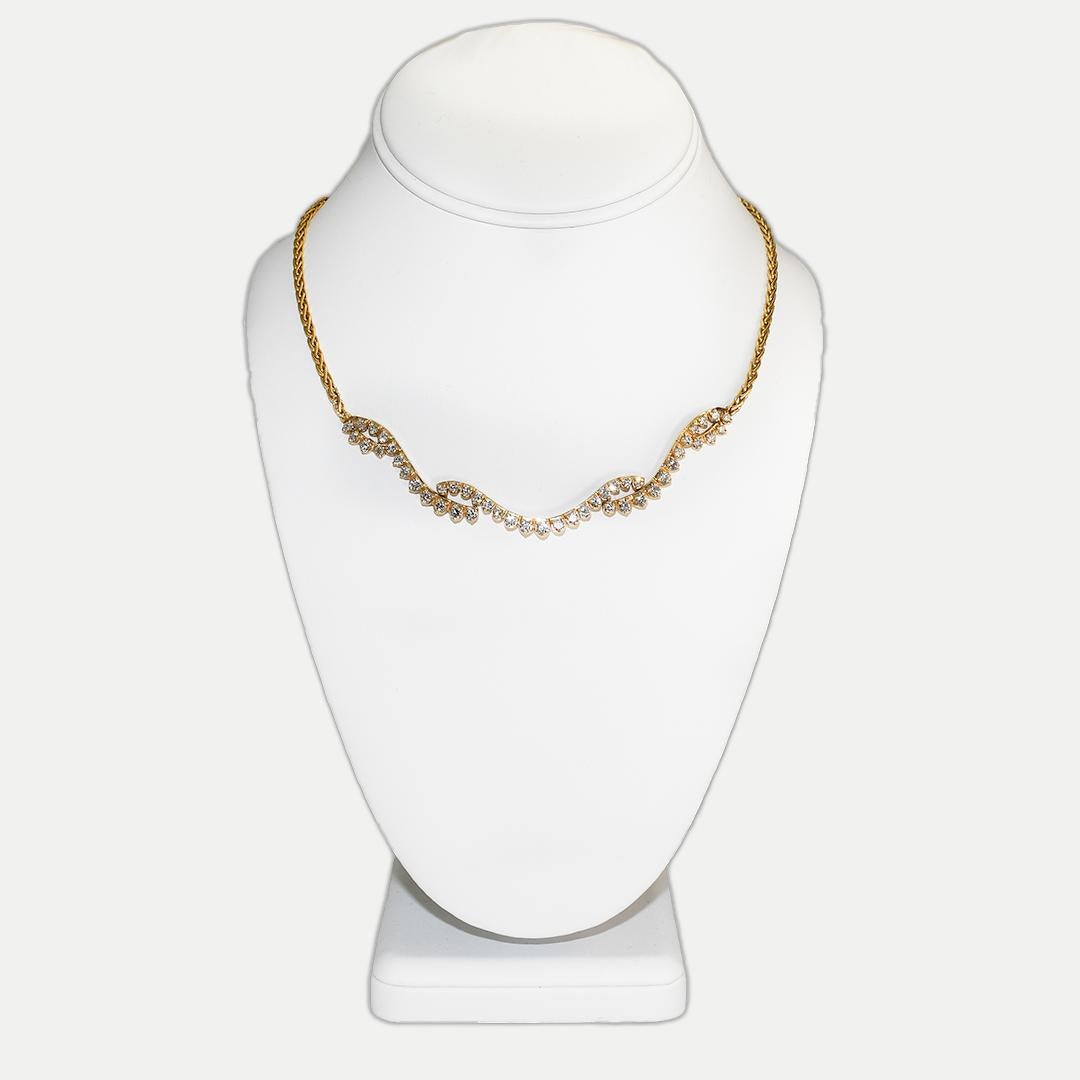 14K Gelbgold Diamant-Halskette 2,00tdw (Rundschliff) im Angebot