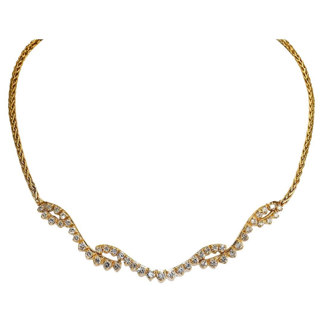 14K Gelbgold Diamant-Halskette 2,00tdw im Angebot