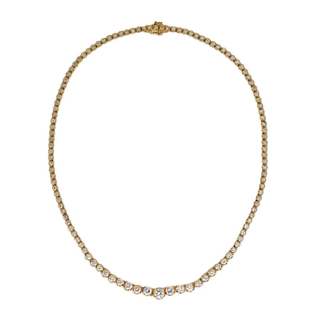 Brilliant Cut 14K Yellow Gold Diamond Necklace, 6.90tdw, 22.1g For Sale