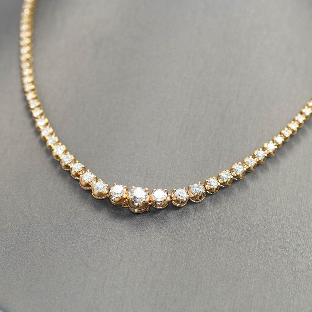 14K Yellow Gold Diamond Necklace, 6.90tdw, 22.1g For Sale 1
