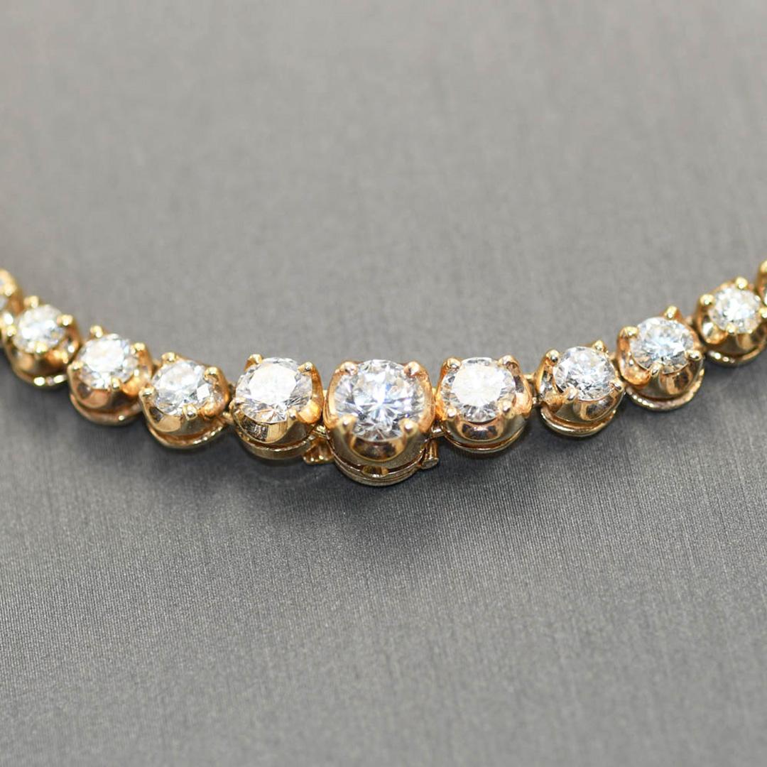 14K Yellow Gold Diamond Necklace, 6.90tdw, 22.1g For Sale 2