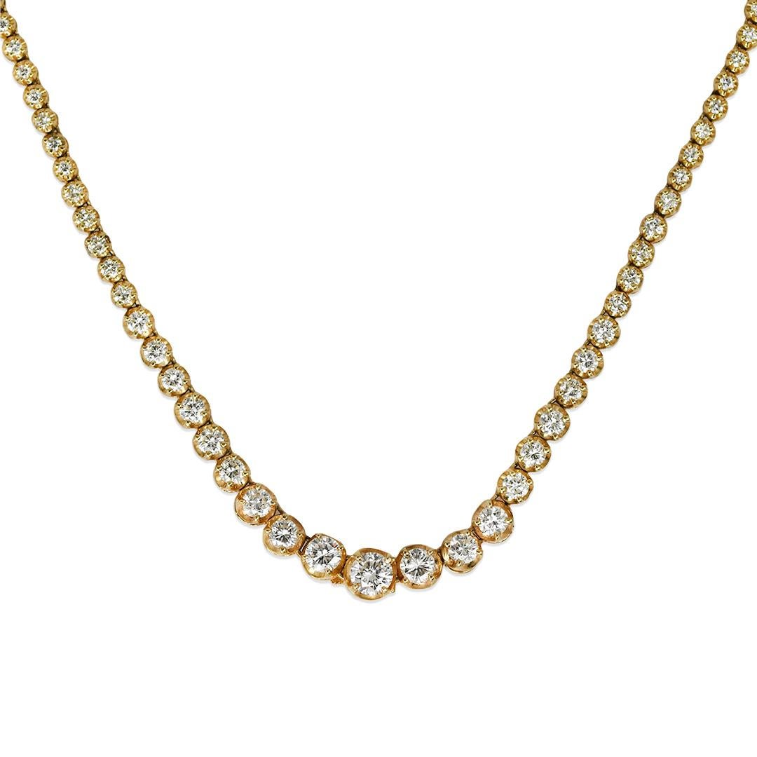 14K Yellow Gold Diamond Necklace, 6.90tdw, 22.1g For Sale 3