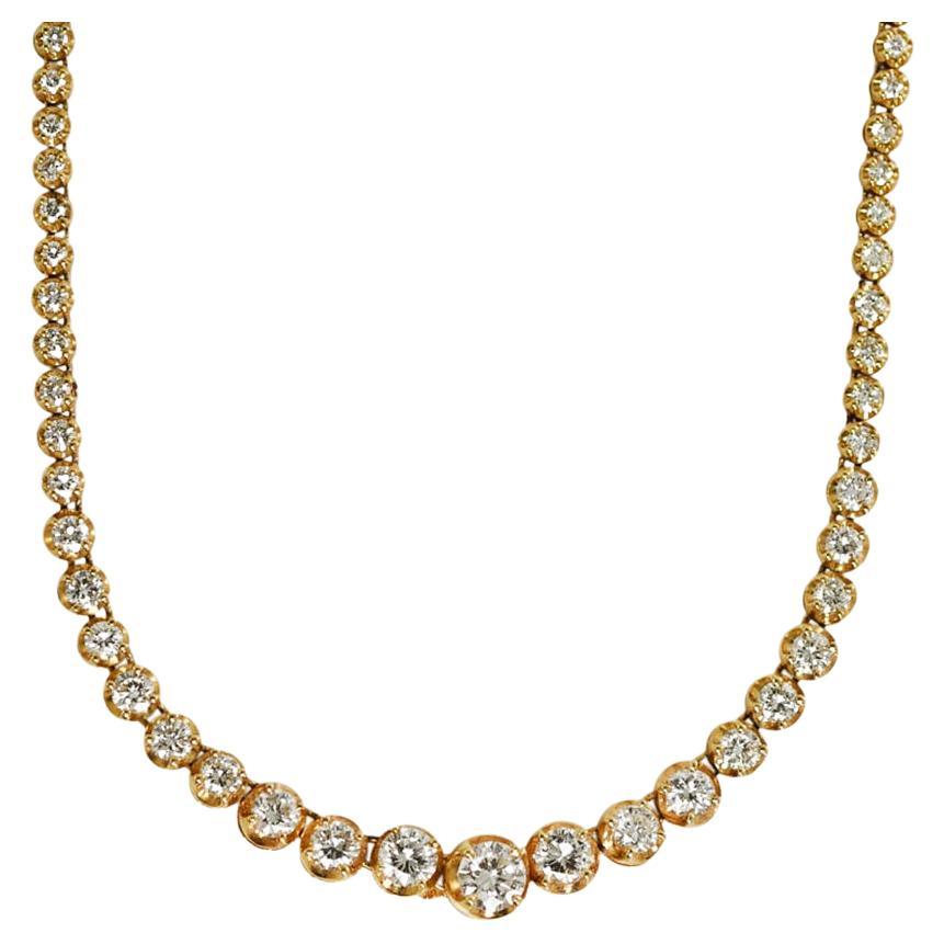 14K Yellow Gold Diamond Necklace, 6.90tdw, 22.1g For Sale