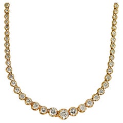 Vintage 14K Yellow Gold Diamond Necklace, 6.90tdw, 22.1g