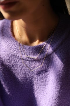 Genuine Diamond Bar Necklace Gift for Girlfriend in 14k Solid Yellow Gold