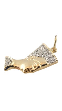 Breloque Nefertiti tête en or jaune 14 carats et diamants n° 16250