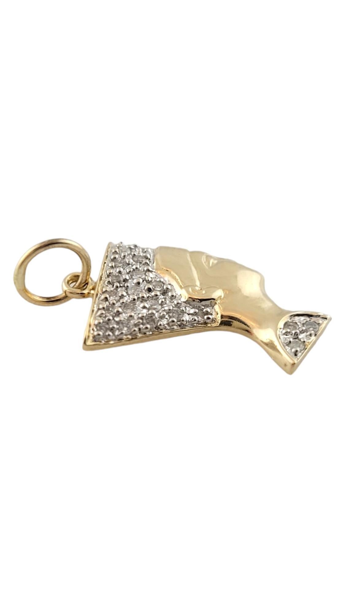 Brilliant Cut 14K Yellow Gold Diamond Nefertiti Head Charm #16250 For Sale
