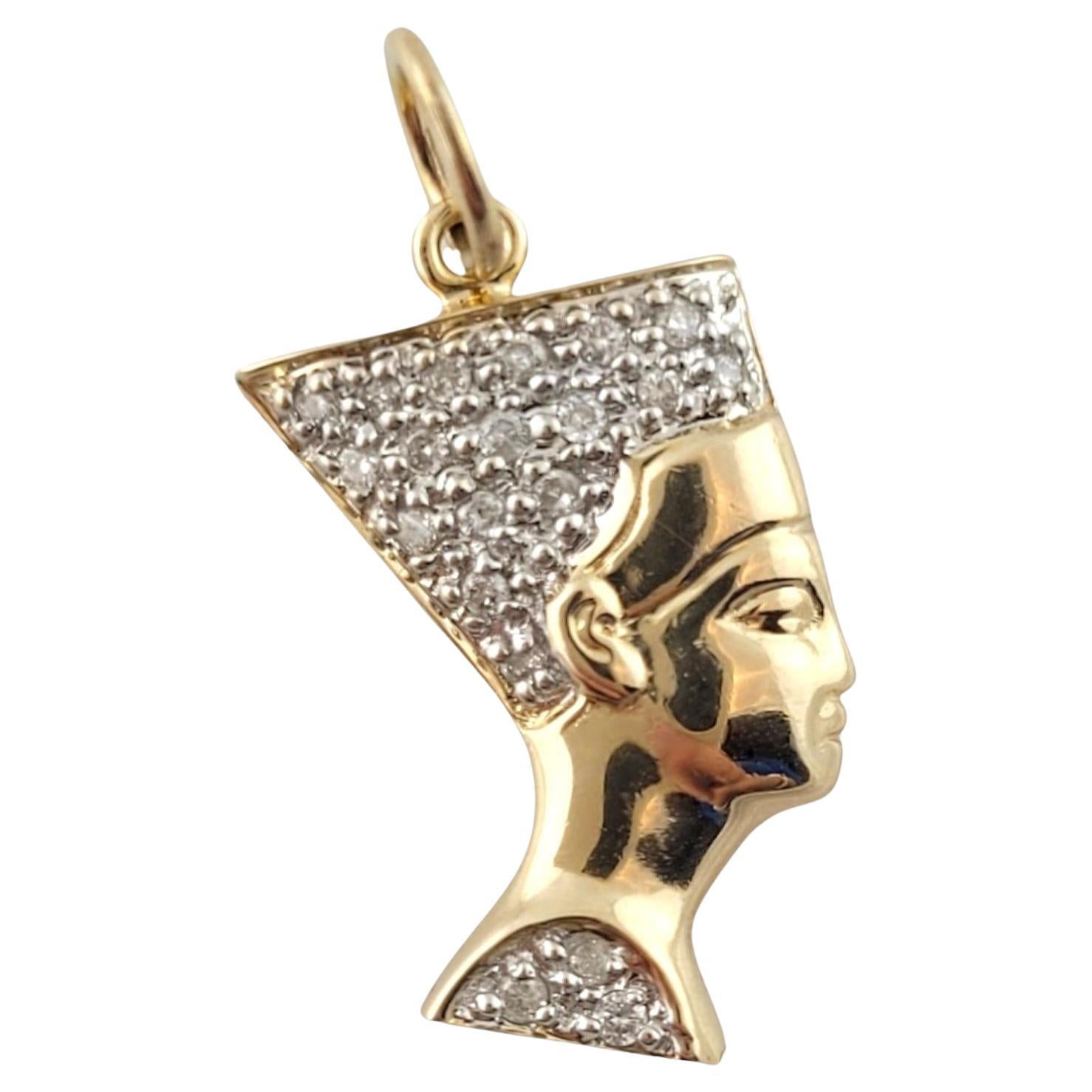 14K Yellow Gold Diamond Nefertiti Head Charm #16250 For Sale