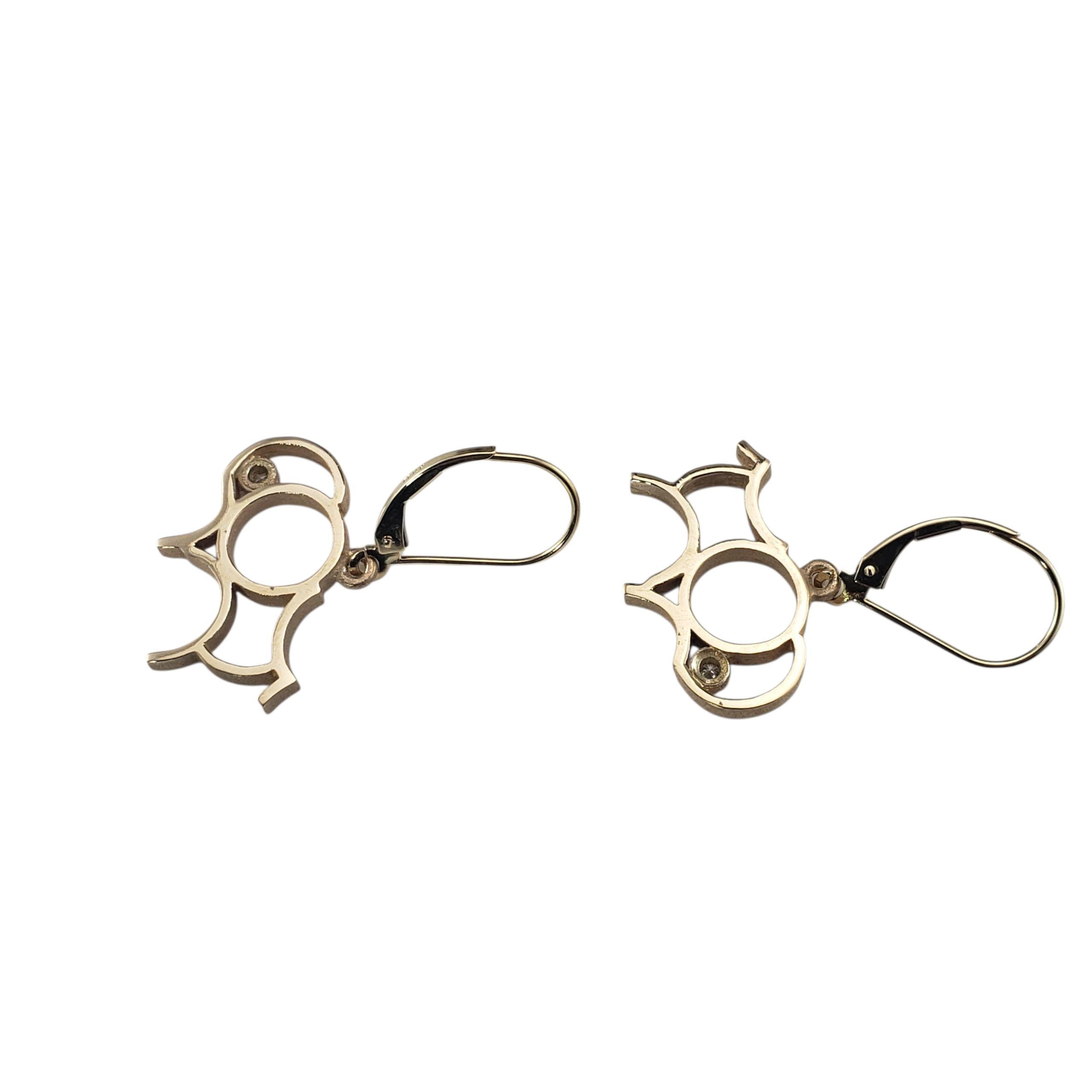 Boucles d'oreilles pendantes en or jaune 14K avec buffle ouvert et diamant #23404 Bon état - En vente à Washington Depot, CT