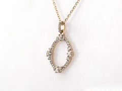 14K Yellow Gold Diamond Open Circle Loop Pendant Necklace