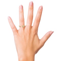 Anillo puño diamante oro amarillo 14K (o 18k bajo pedido) Corazón abierto