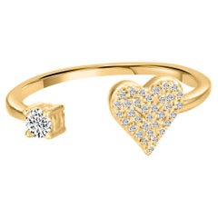 Anillo Puño Corazón Abierto Diamante Oro Amarillo 14K