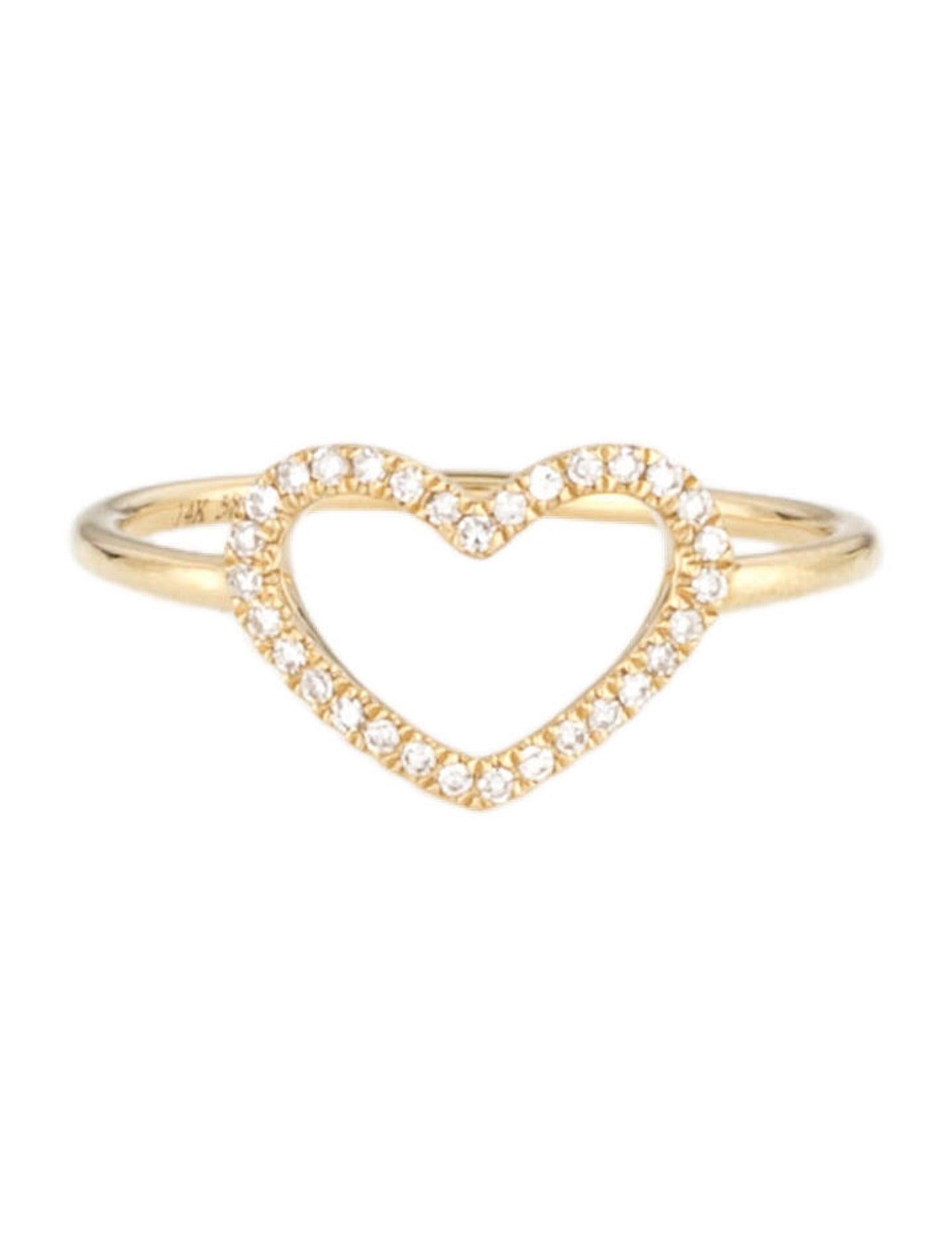 Fashion Ring Set: Made from real 14k gold and round diamonds approximately 0.08 ct. Certified diamonds, available in white, rose, yellow gold  with a color and clarity of GH-SI 
 Surprise Your Loved Ones with Our Open Heart Shaped Diamond Ring For