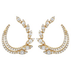 14K Gelbgold Diamant-Ohrringe mit offenem Creolen und Wirbel