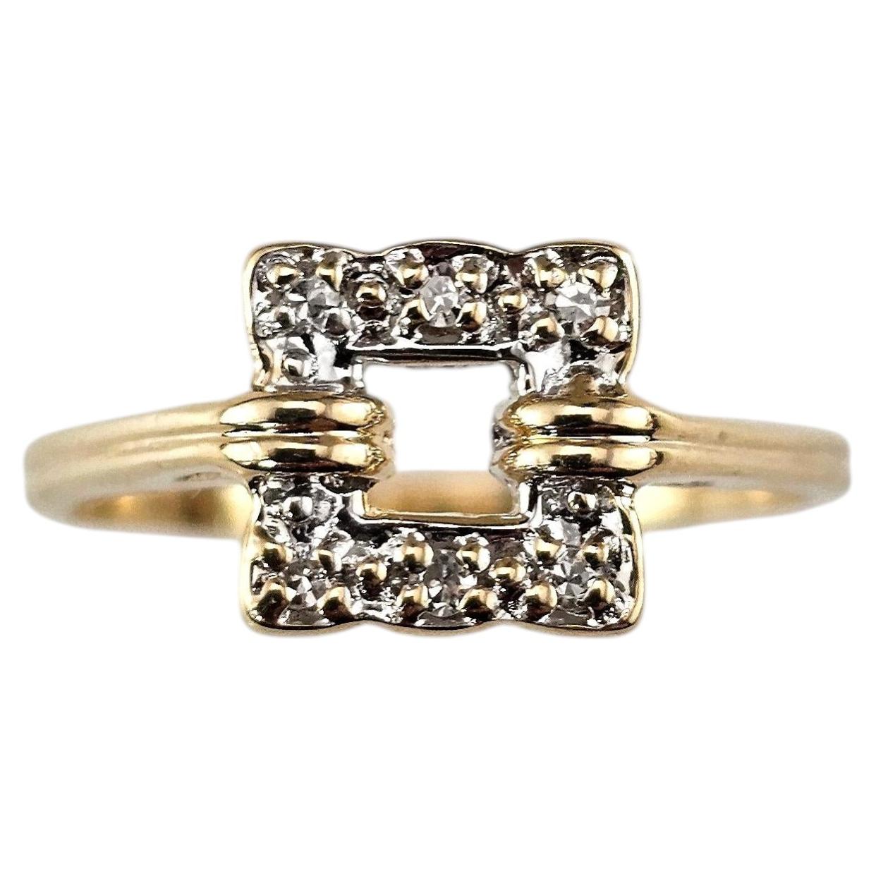 14K Yellow Gold Diamond Open Square Ring Size 5.75 #24409