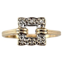 14K Yellow Gold Diamond Open Square Ring Size 5.75 #24409