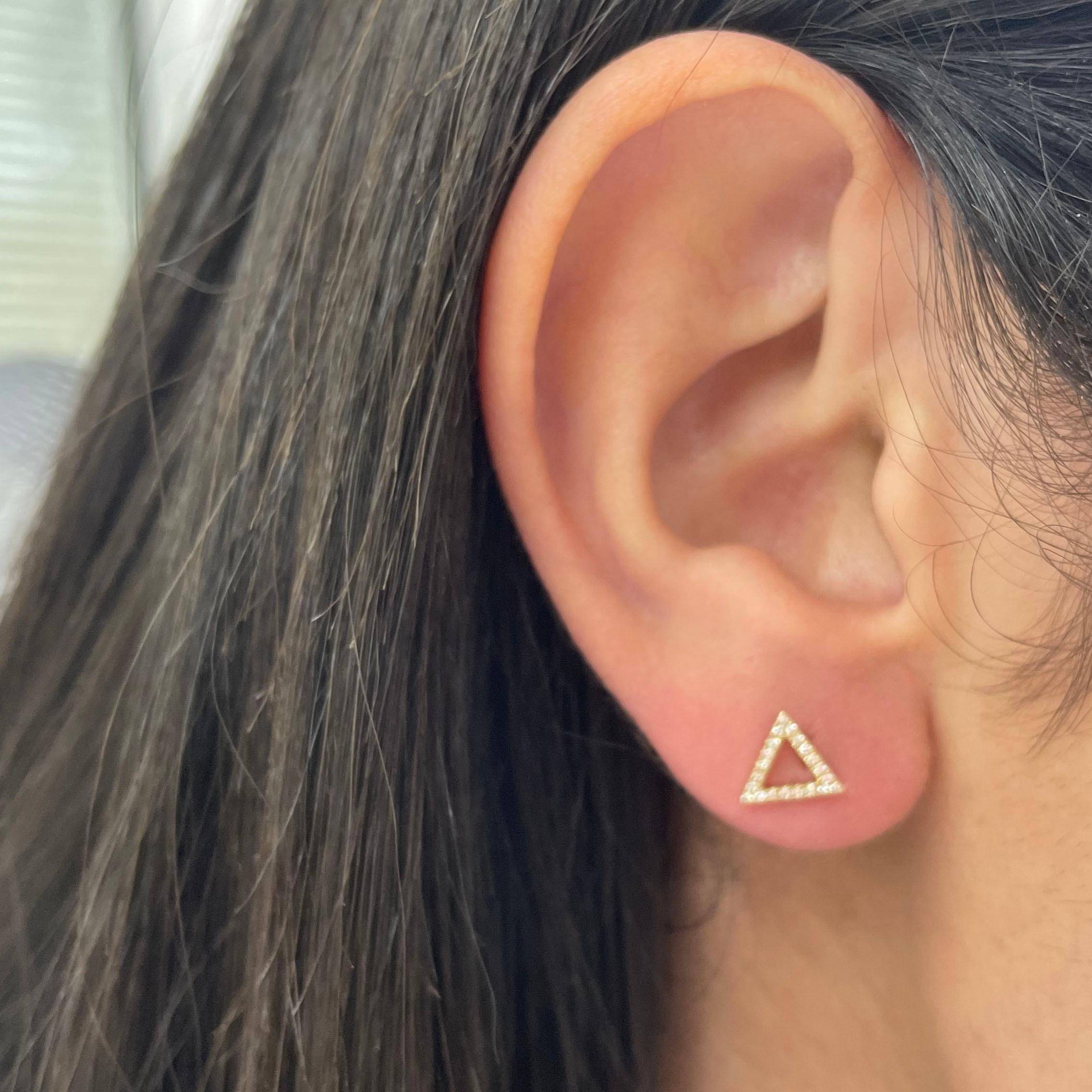 triangle diamond stud earrings