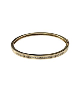 14K Yellow Gold Diamond Oval Bangle Bracelet #24211